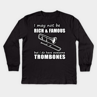 Trombone Enthusiast's Humorous Delight T-Shirt Kids Long Sleeve T-Shirt